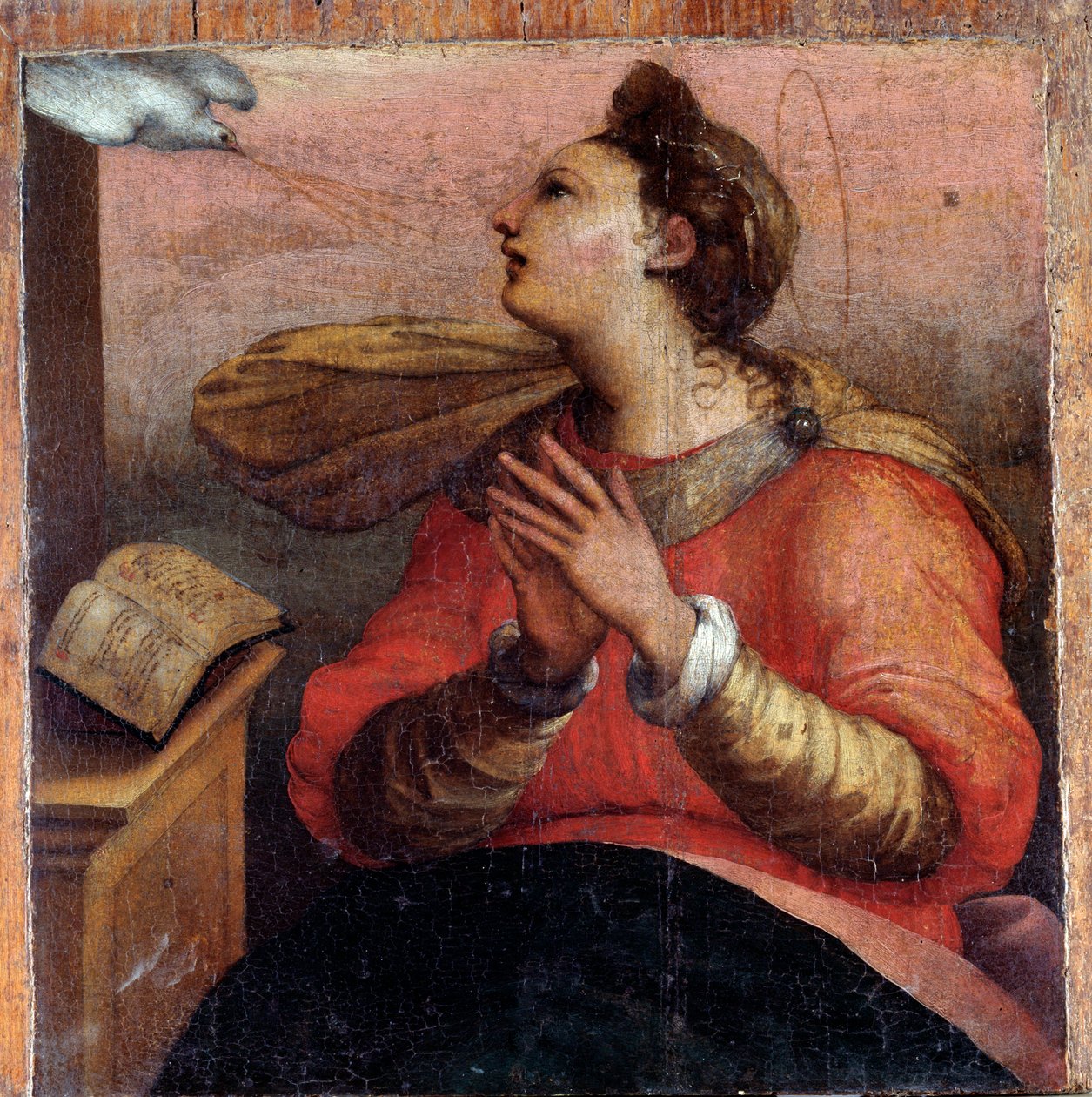 Neitsyt Marian ilmestys, yksityiskohta (öljy paneelille, n. 1535) tekijältä Perino del Vaga