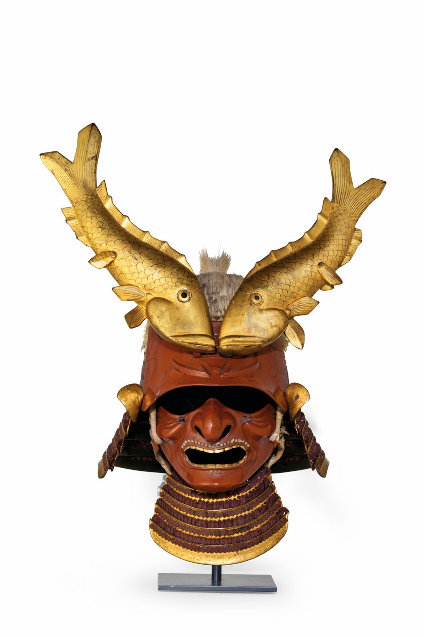 Kawari kabuto (eksoottinen kypärä) (villisian harjakset ja lakattu rauta) tekijältä Period Momoyama
