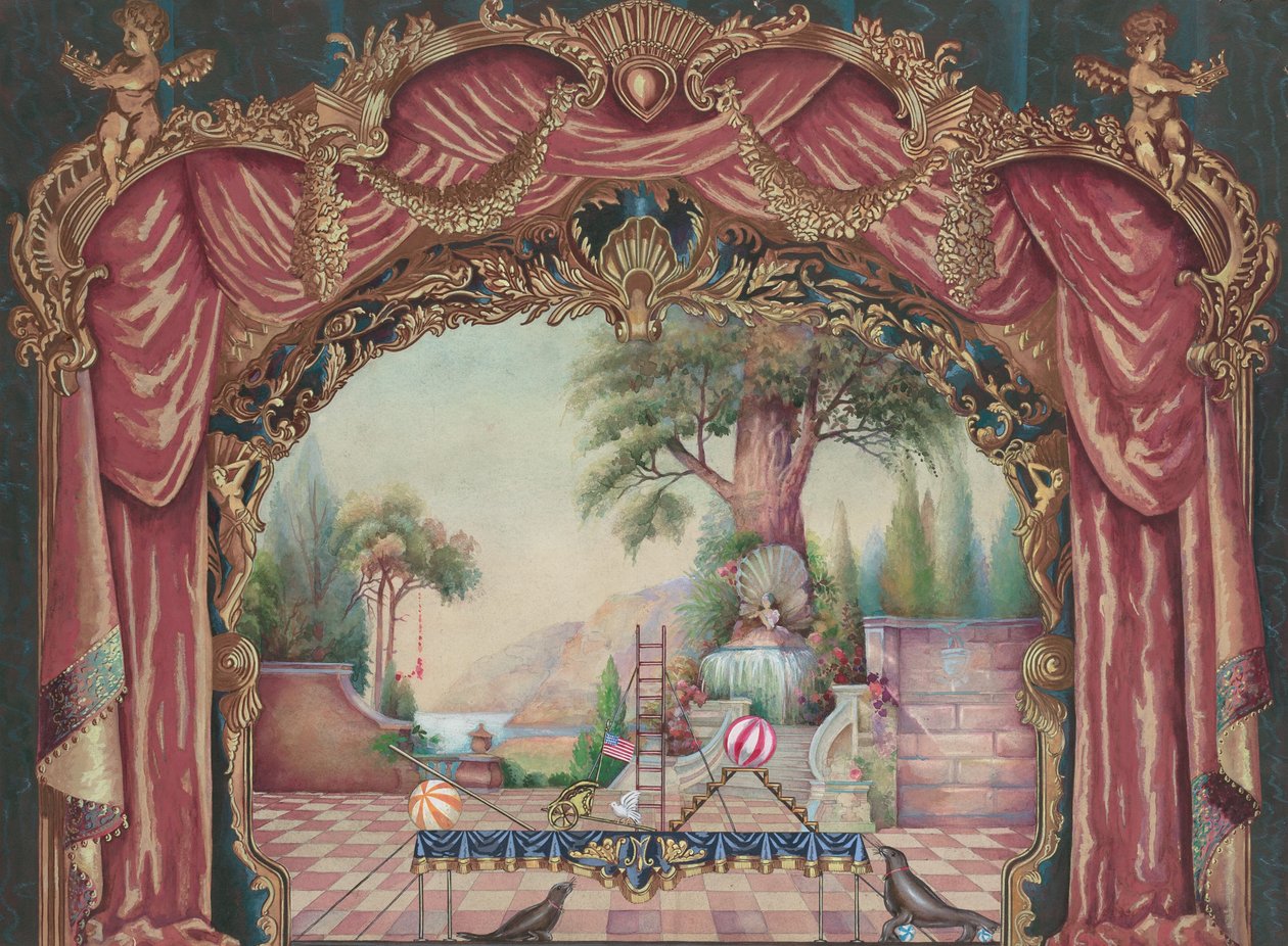 Taustaa Vaudeville Stagelle, c. 1938. tekijältä Perkins Harnly