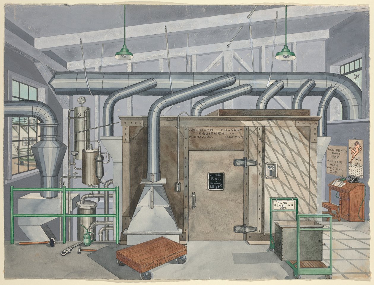 Ulkopuolinen hiekkapuhalluskammio, 1935 tekijältä Perkins Harnly