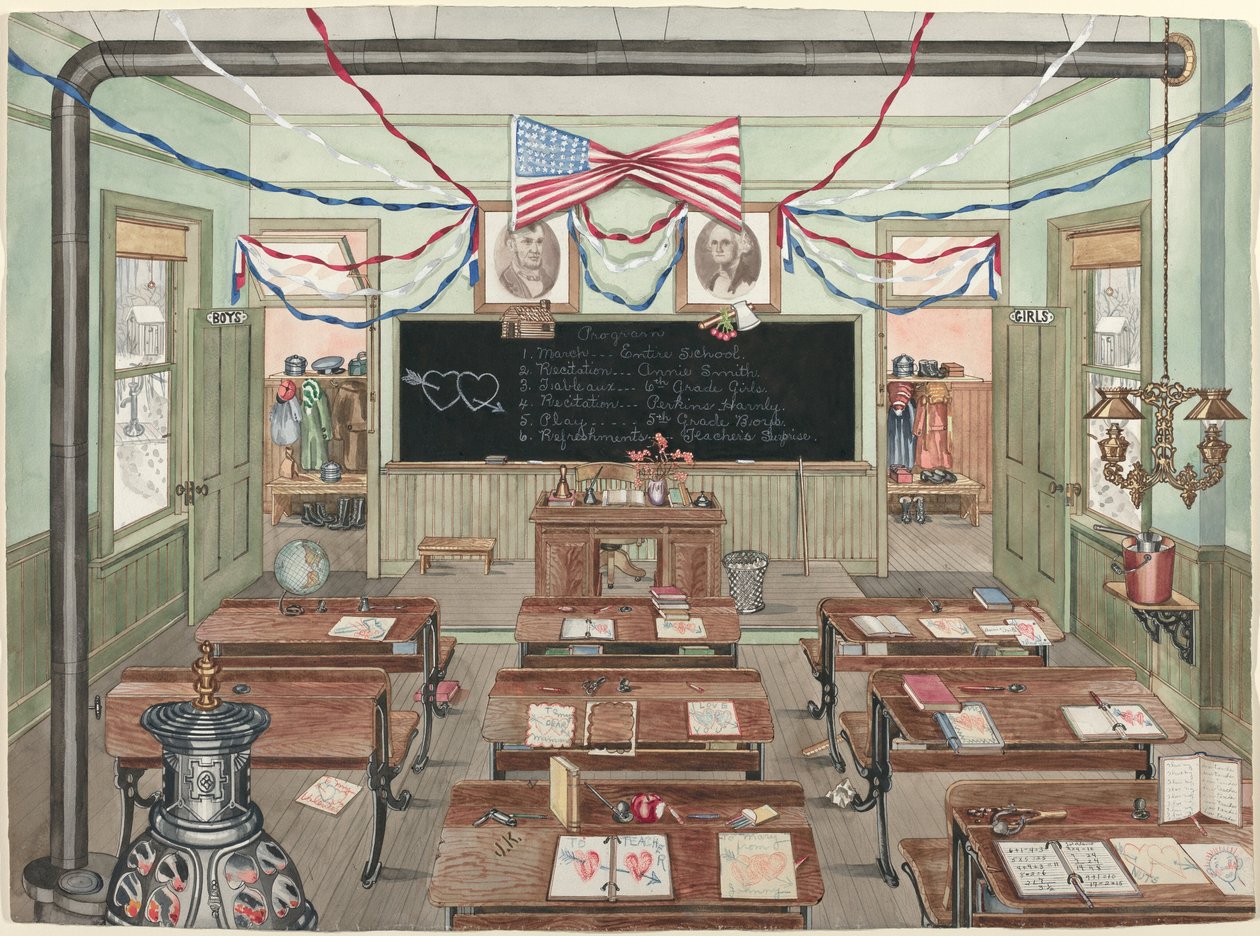 Maaseudun kouluhuone, 1900 tekijältä Perkins Harnly
