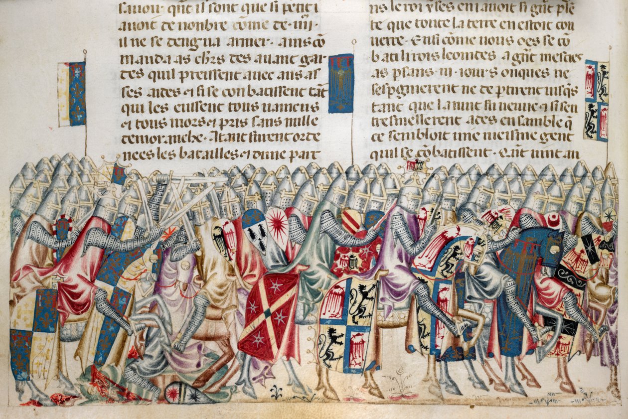 Royal 20 D. I f.221v Expedition of Xerces, kuva Faits des Romainsista, n. 1340 (vellum) tekijältä Perrin Remy