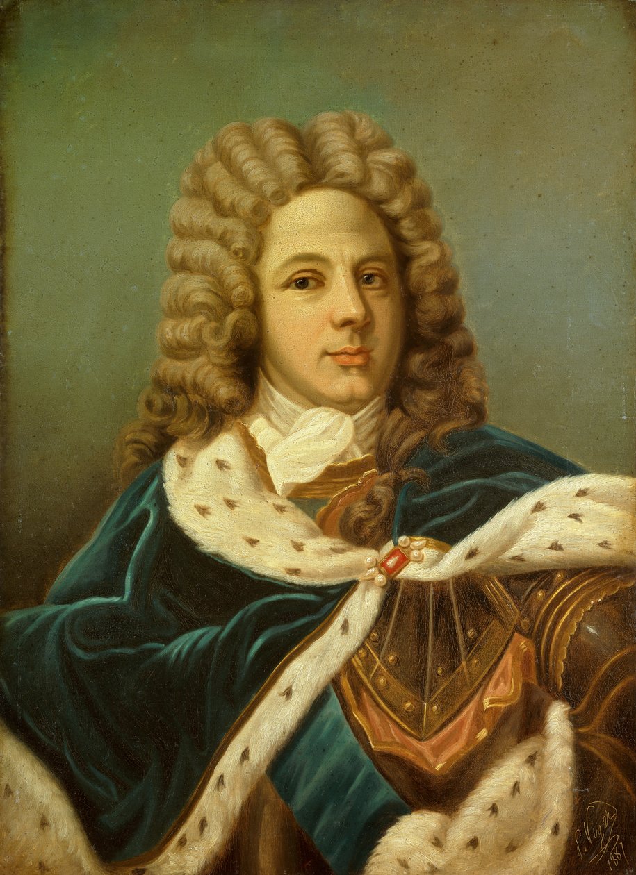 Louis de Rouvroyn muotokuva, Saint Simonin herttua (1675-1755) Perrine Vigger Du Vigneaun (? 1894) muistomaalaus. 1887. Koko 0,75 x 0,54 m tekijältä Perrine Viger du Vigneau