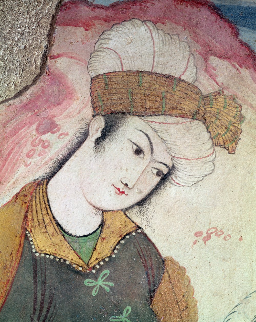 Herrasmies Shah Abbas I:n hovista, 1585-1627 (yksityiskohta) tekijältä Persian School