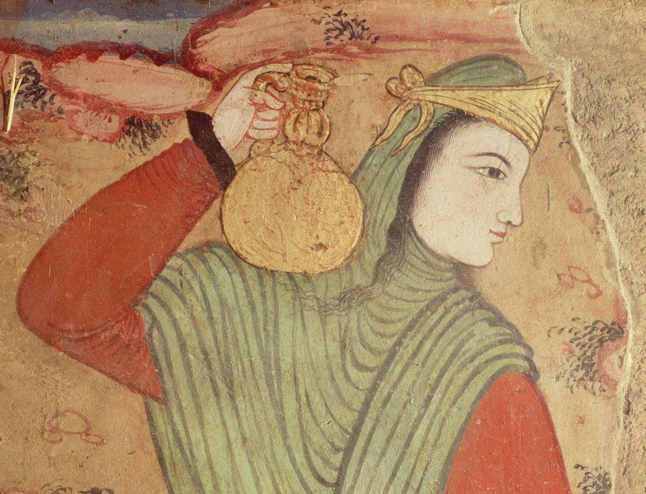 Viiniä kantava mies Shah Abbas I:n hovista, 1585-1625 (yksityiskohta). tekijältä Persian School