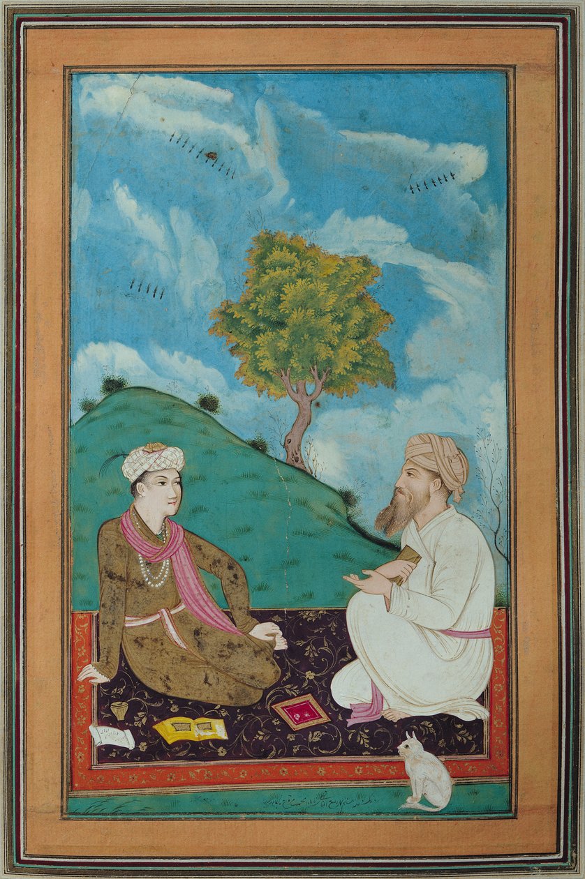 Ms D-181 fol.9 Opettaja ja hänen oppilaansa, 1674. tekijältä Persian School