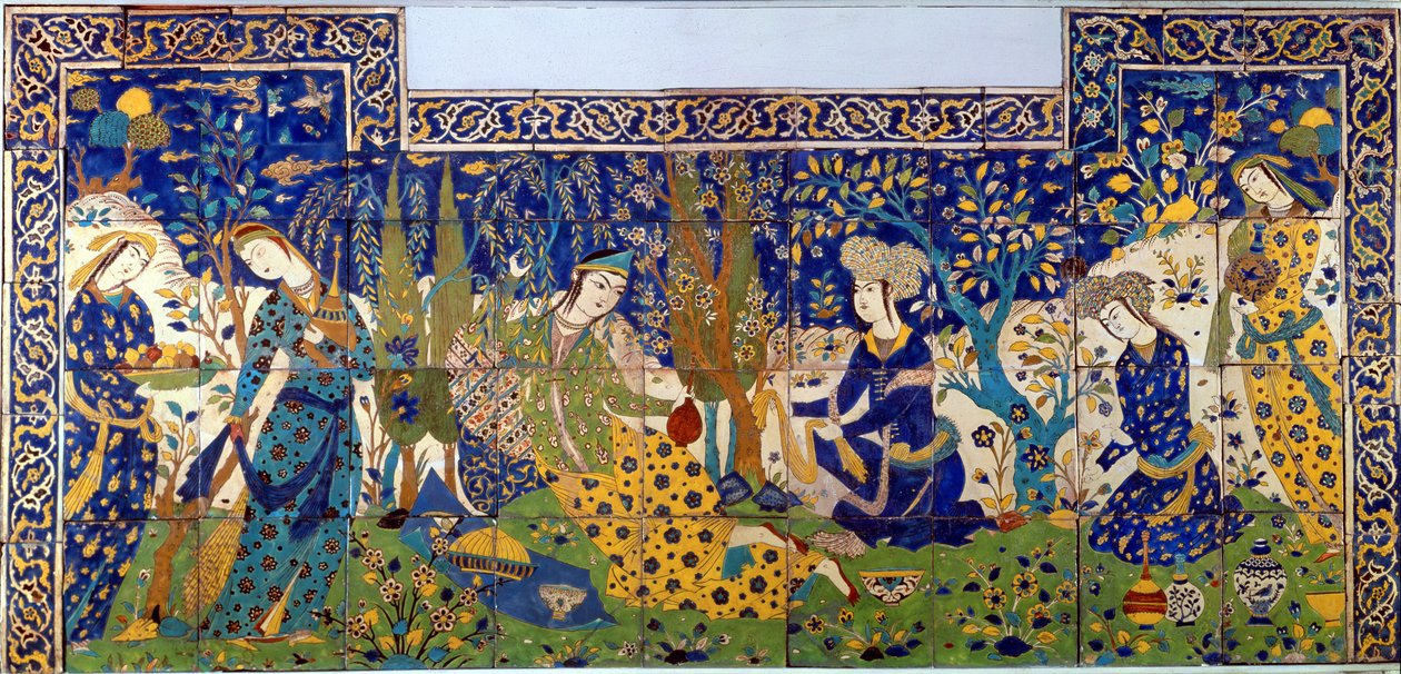 Paneeli lasitetusta keramiikasta, Isfahan (fritware) tekijältä Persian School