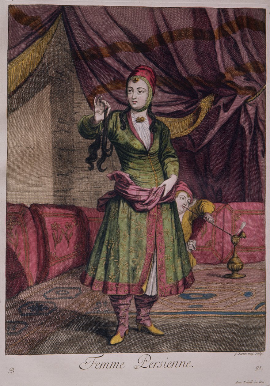 Naisen muotokuva Book of Designsista, 1712-13 tekijältä Persian School