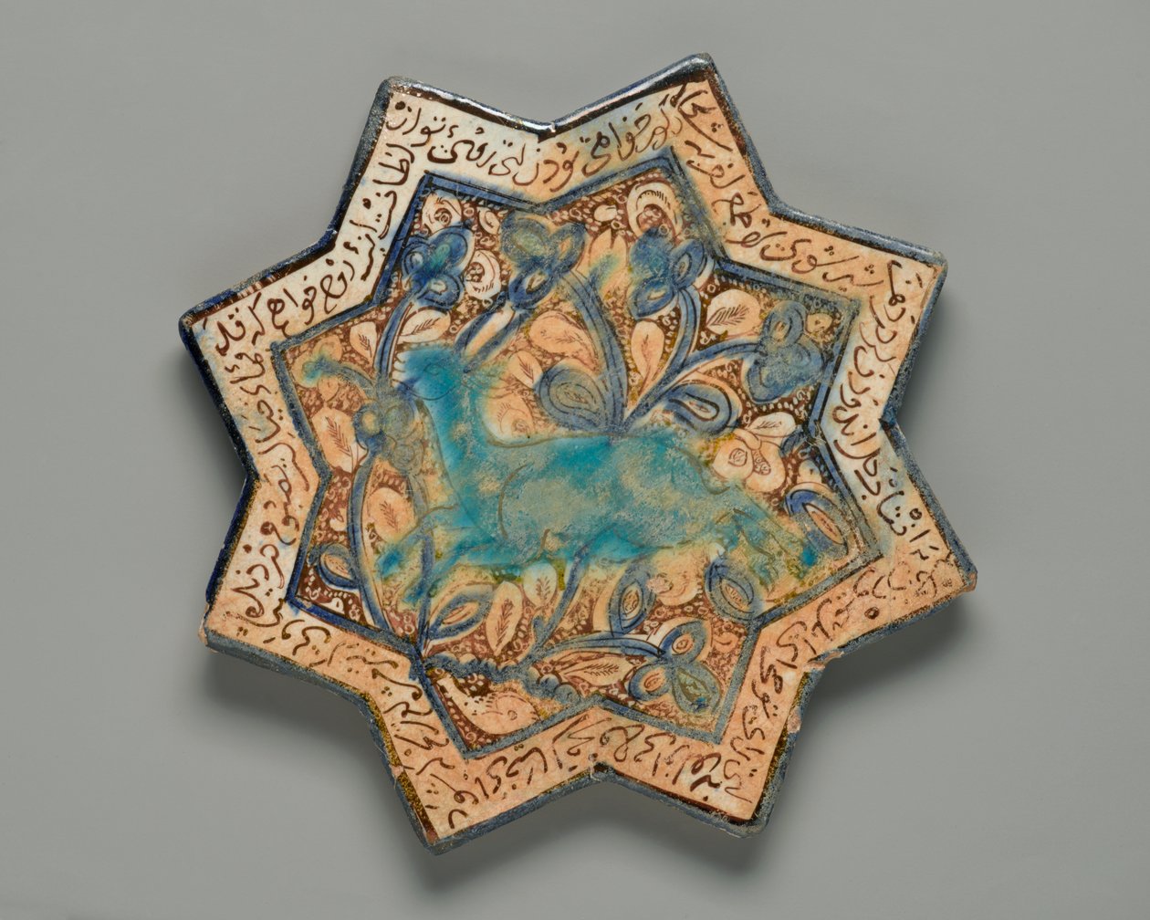 Laatta, kahdeksansakarainen tähti, c13th-c14th (fritware) tekijältä Persian School
