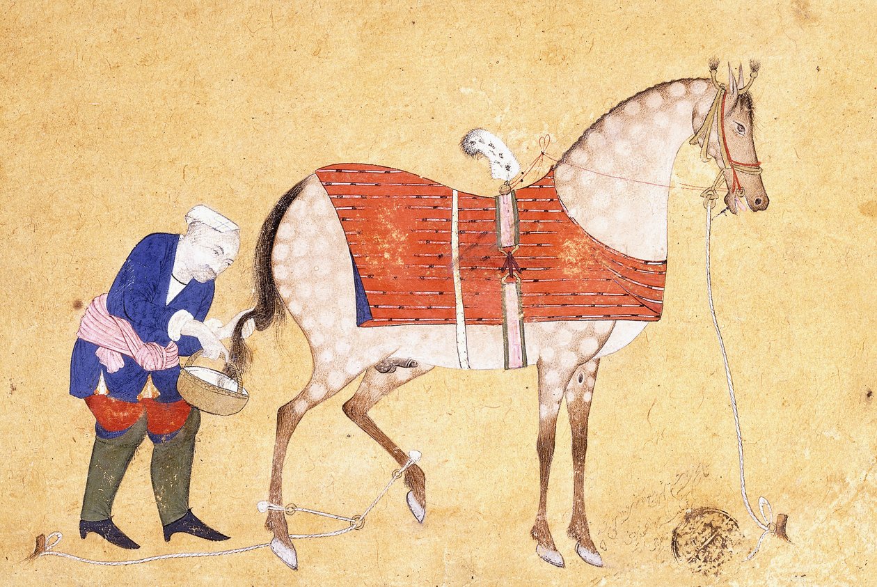 Sulhanen hevosen kanssa, 1694 tekijältä Persian School