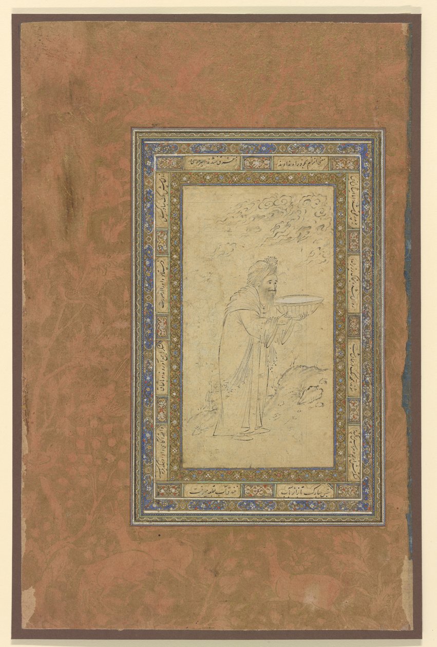 Vanha mies kantaa kulhoa, n. 1610-15 tekijältä Persian School