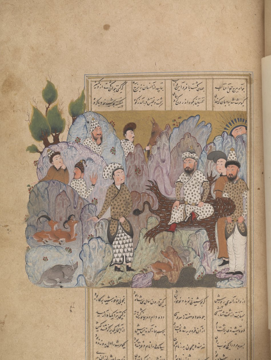 Bahram Gur voittaa kruunun Shahnamasta, 1518 tekijältä Persian School