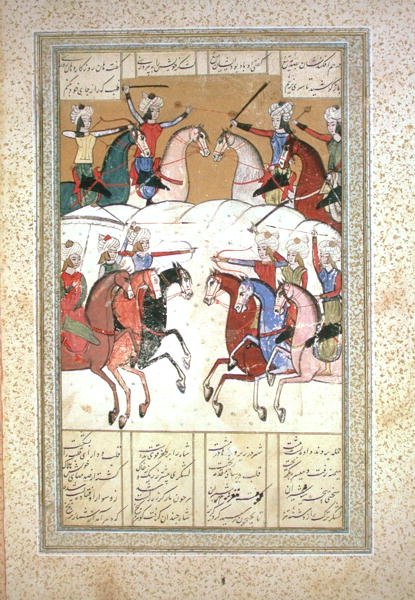 Taistelukohtaus (akvarelli vellum) tekijältä Persian School