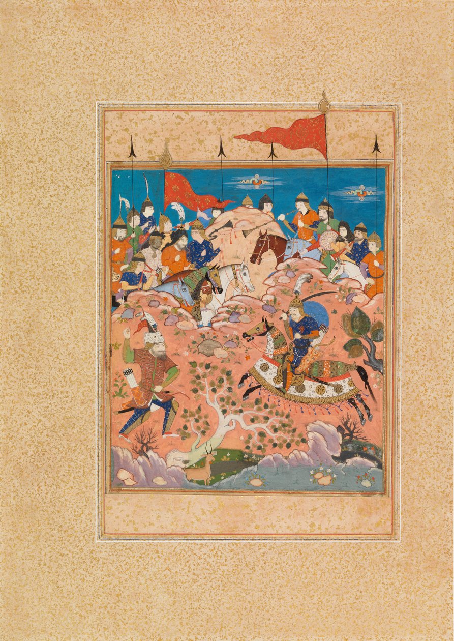 Battle Scene (wc ja guassi vellum) tekijältä Persian School