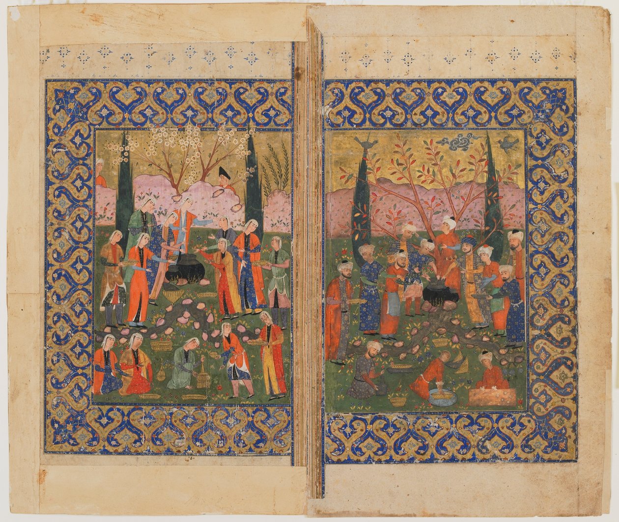 Folio tunnistamattomasta tekstistä; versio: Sulayman Enthroned, Shiraz, Iran, n. 1560-1570 tekijältä Persian School