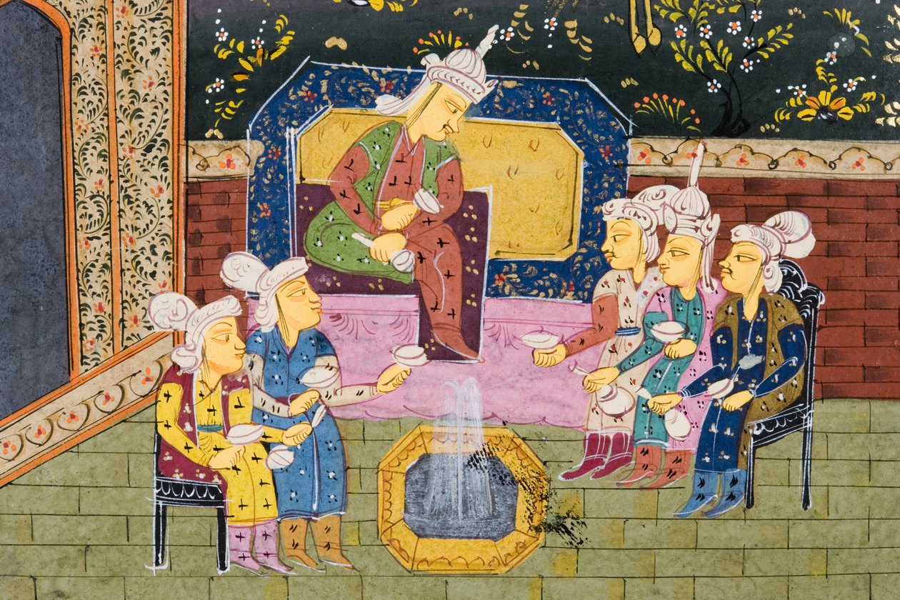 Metsästäjät ja suosikit juomassa noblen tai kuninkaan kanssa (läpinäkymätön wc paperilla) (tieto 272912) tekijältä Persian School