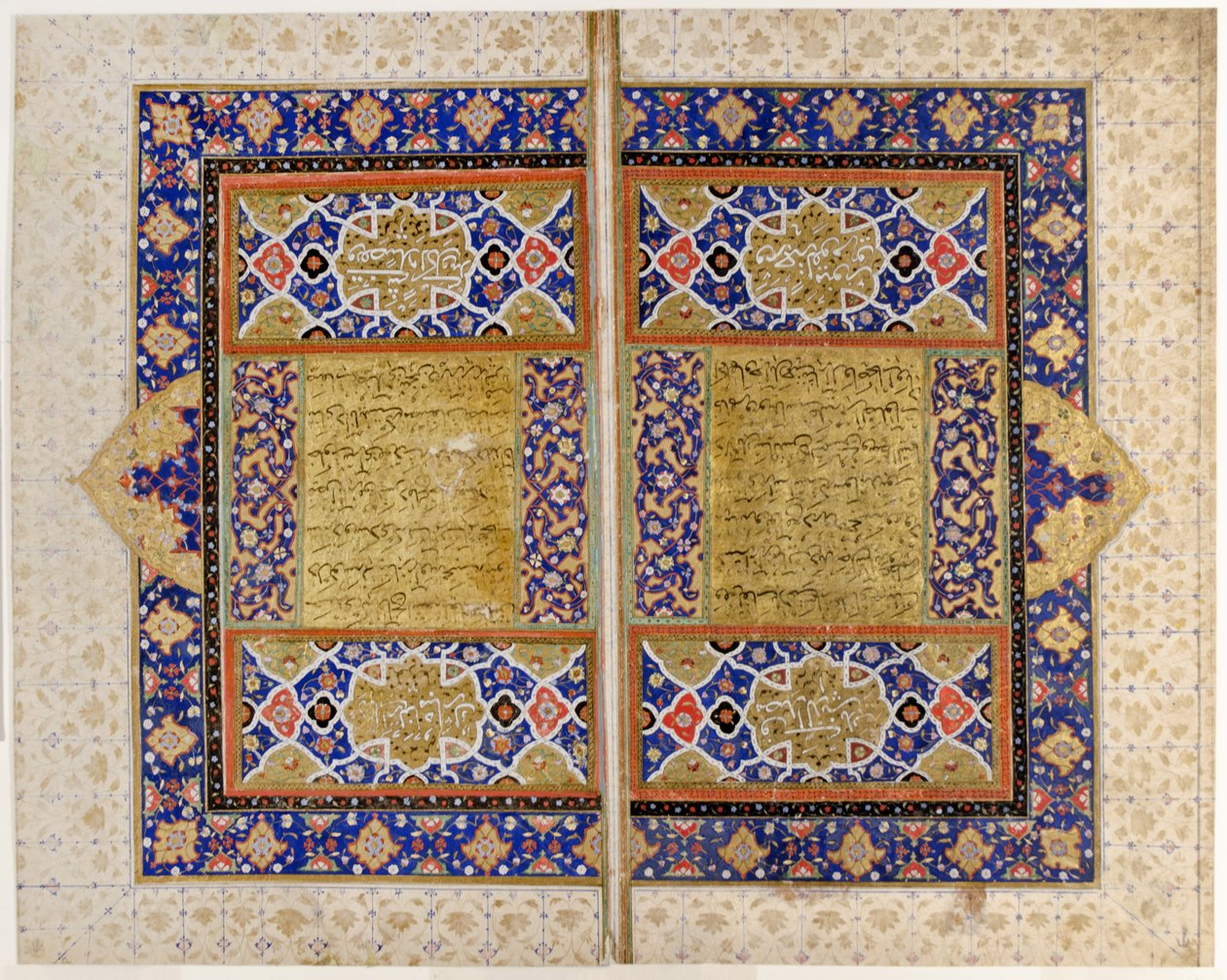 Koraani etukappale (läpinäkymätön wc, muste ja kulta paperille) tekijältä Persian School