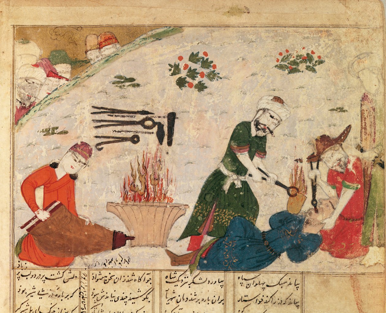 Ms Supp Pers 493 fol.363v Abul-Qasim Manur Firdawsin (n. 934–1020) yhden Haftvadsin vartijan kidutus Shahnamasta (Kuninkaiden kirja) tekijältä Persian School