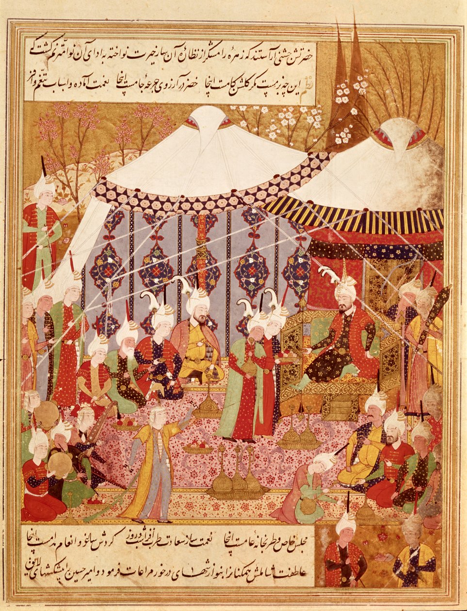 Or.1359 fol. 35 v. Sultan Bayazid Timurin vangitsema, 1402 Zafarnamasta 1533 (muste vellum) tekijältä Persian School