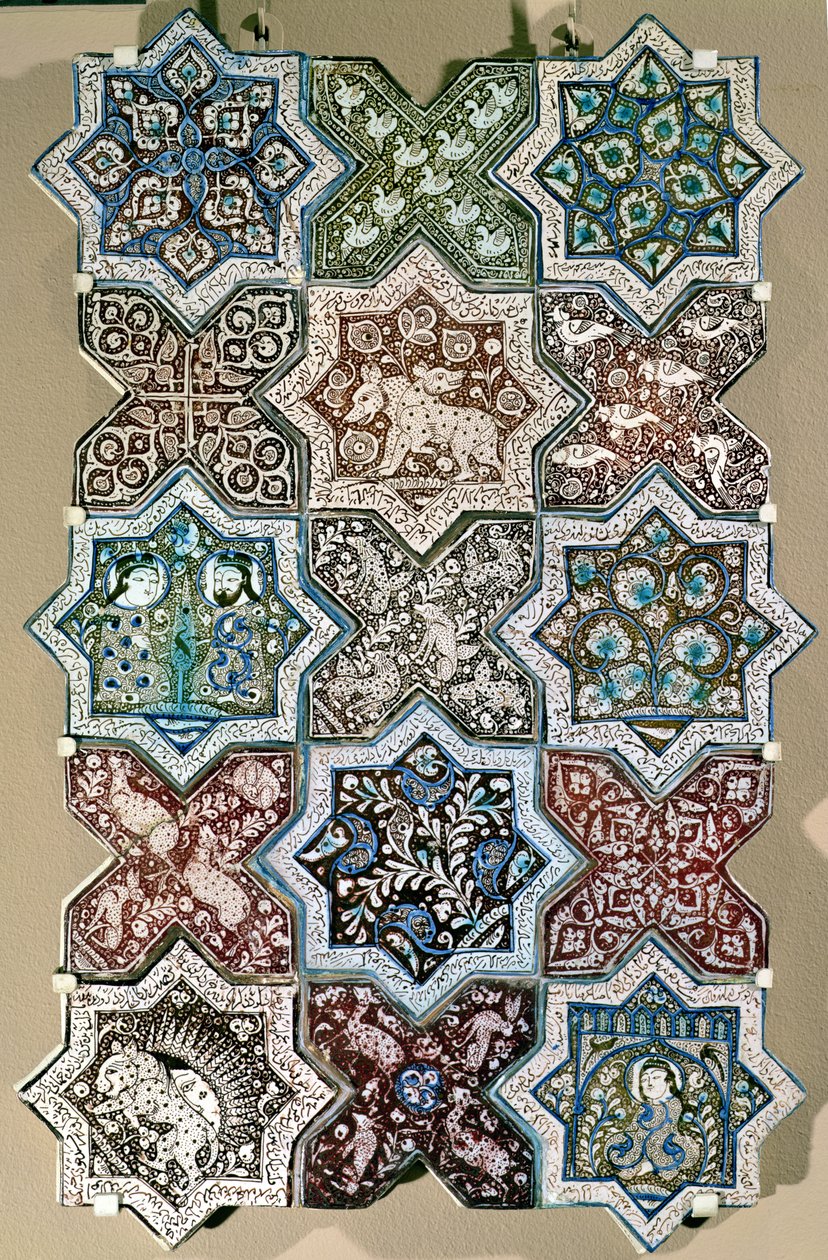 Kaakelipaneeli, Kashan, Keski-Iran, n. 1250-1300 (fritware). tekijältä Persian School