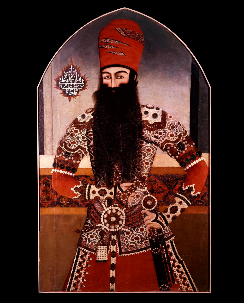Persialainen taide: "" Mohamed Ali Shahin muotokuva (Mohammad Ali Shah Qajar) (1872-1925) Anonyymi maalaus. 1800-luvun yksityinen kokoelma tekijältä Persian School