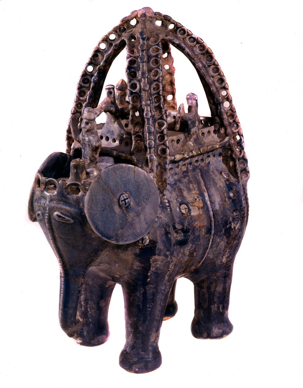 Persialainen taide: rhyton tai rhyton tai rhyton sinisessä fajanssissa Gorganin alueelta Iranista. 13. vuosisadalla. Teheran, arkeologinen museo tekijältä Persian School