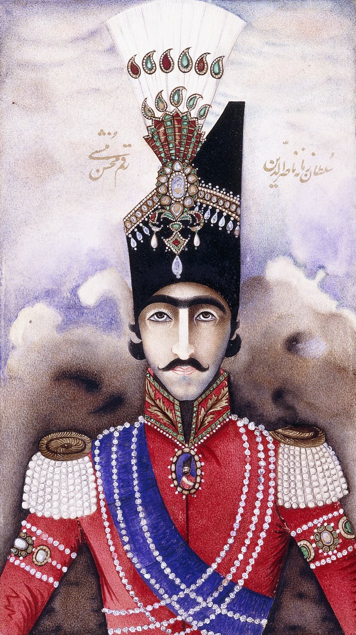 Nasir-ud-din Shah Kajarin muotokuva tekijältä Persian School
