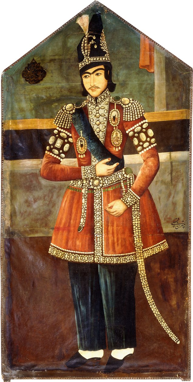 Nasr-al-Din Shahin muotokuva, n. 1850 tekijältä Persian School
