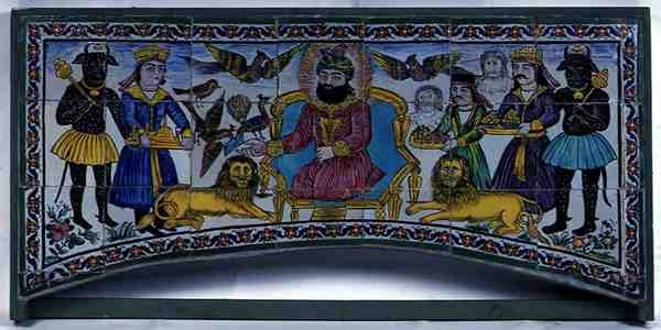 Qajar Cuerda Seca -paneeli, Shiraz (lasitettu keramiikka) tekijältä Persian School