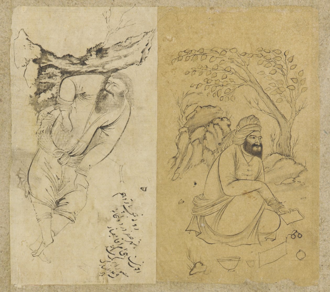 Lepo mies, Isfahan, Safavid-dynastia, 1639 (muste paperille) tekijältä Persian School
