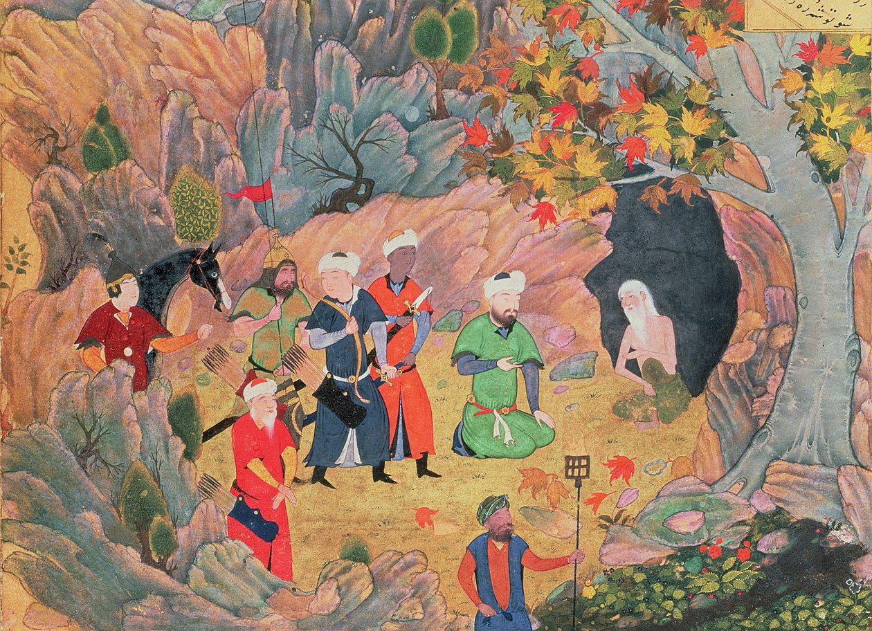 Sulttaani Iskandar vierailee erakon luona, joka on kotoisin Heratin Nizamin "khamsasta". tekijältä Persian School