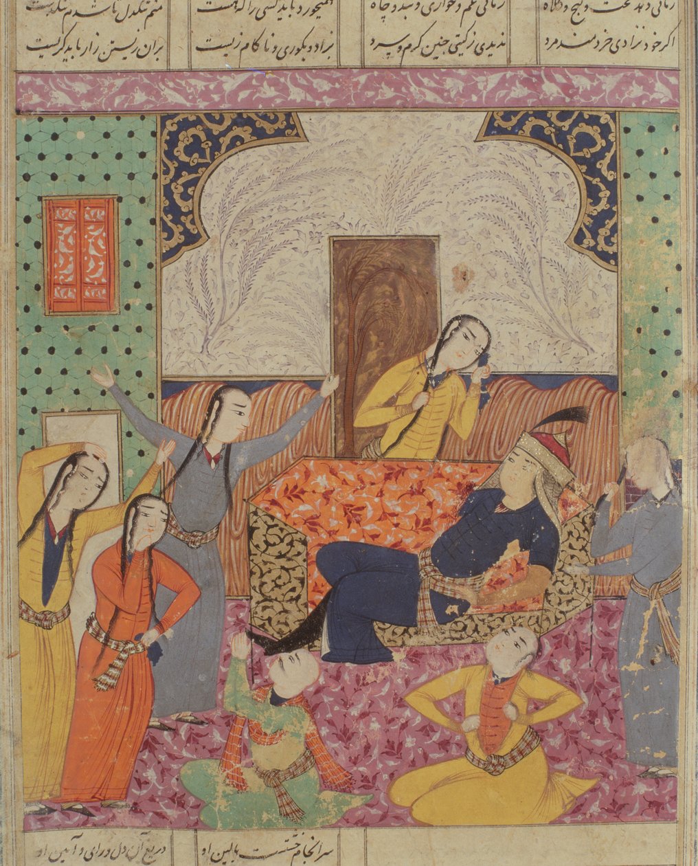 Faruden valitus, kuvitus Abul-Qasim Mansur Firdousin (n. 934-1020) Shahnamasta (Kuninkaiden kirja) 1619 tekijältä Persian School