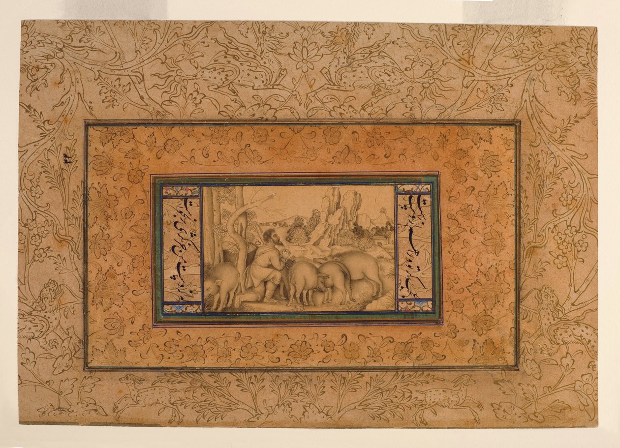 Tuhlaajapoika, n. 1600 (läpinäkymätön wc ja muste paperille) tekijältä Persian School
