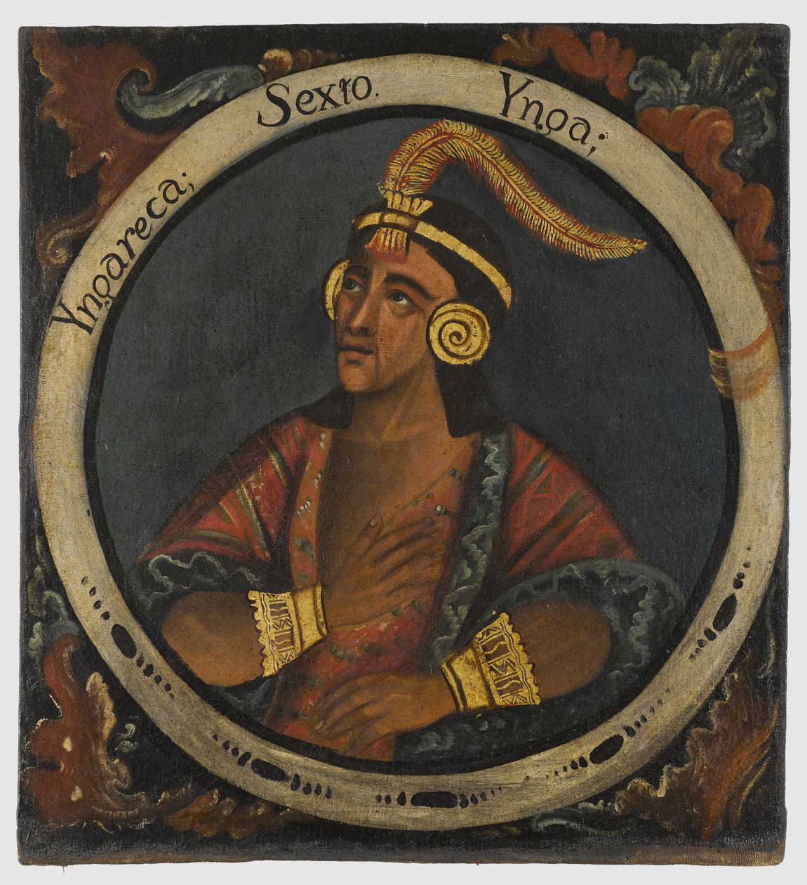 Inca Roca, kuudes inkakuningas, 1700-luvun puoliväli tekijältä Peruvian School