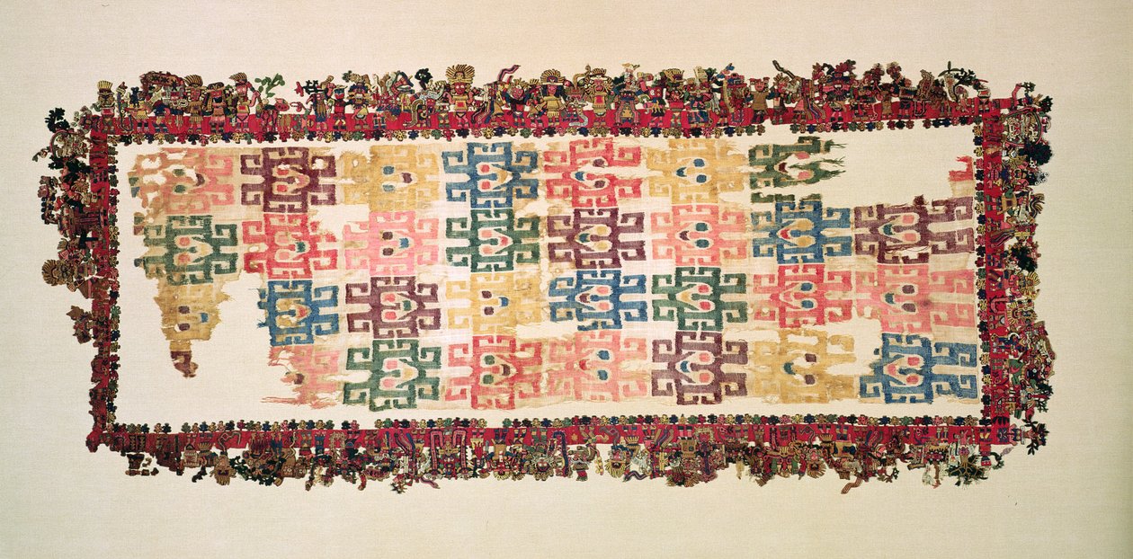 Vaipan palaset, tunnetaan nimellä The Paracas Textile, Nazca Culture, 200-600 AD (puuvilla & villa) tekijältä Peruvian School