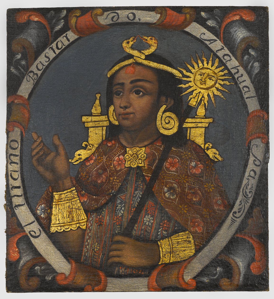 Atahualpa (n. 1502-33) 14. ja viimeinen inkakuningas, 1700-luvun puoliväli tekijältä Peruvian School
