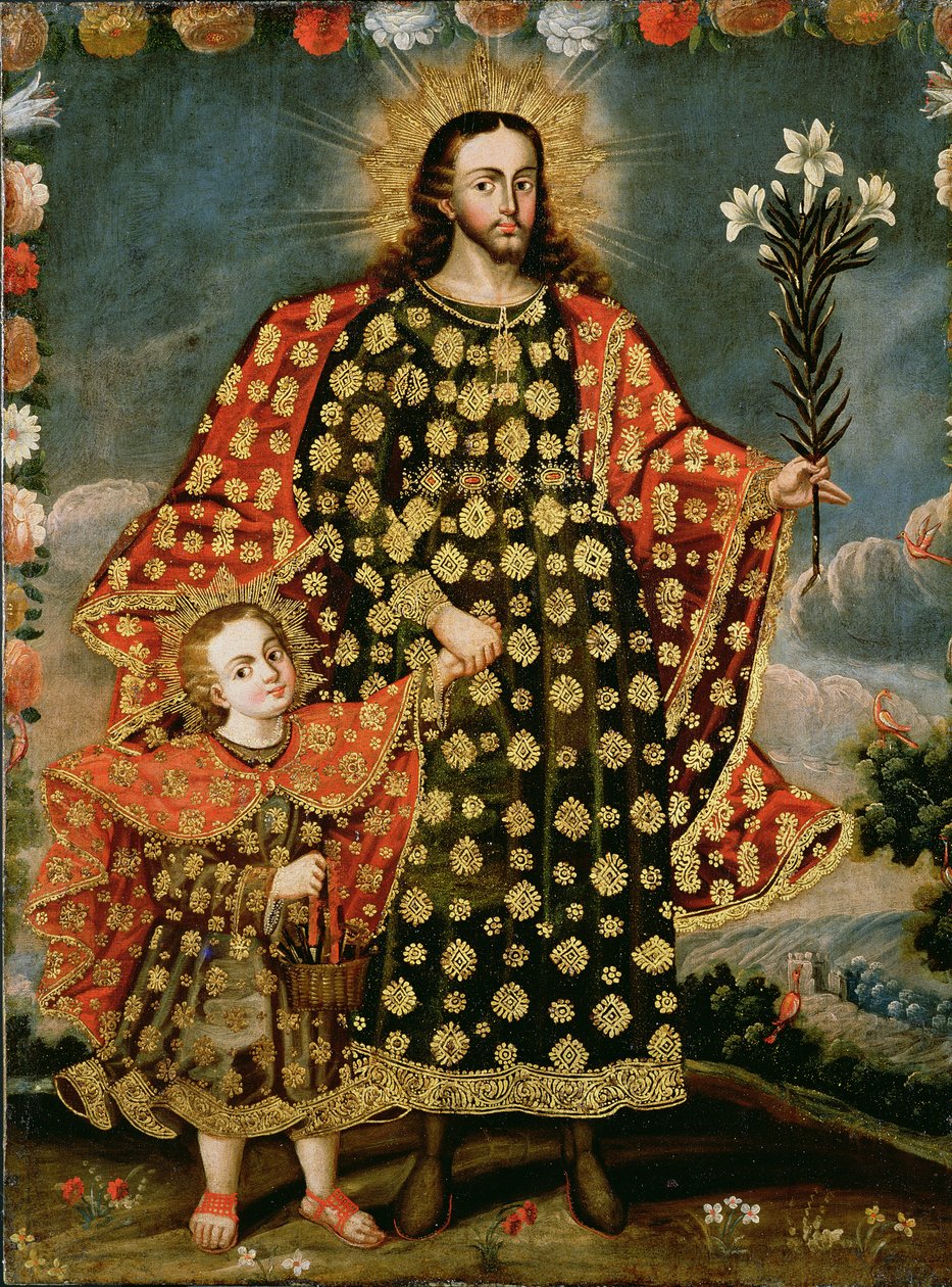 Pyhä Joosef ja Kristus-lapsi, 1600-luvun loppu - 1700-luvun alku tekijältä Peruvian School