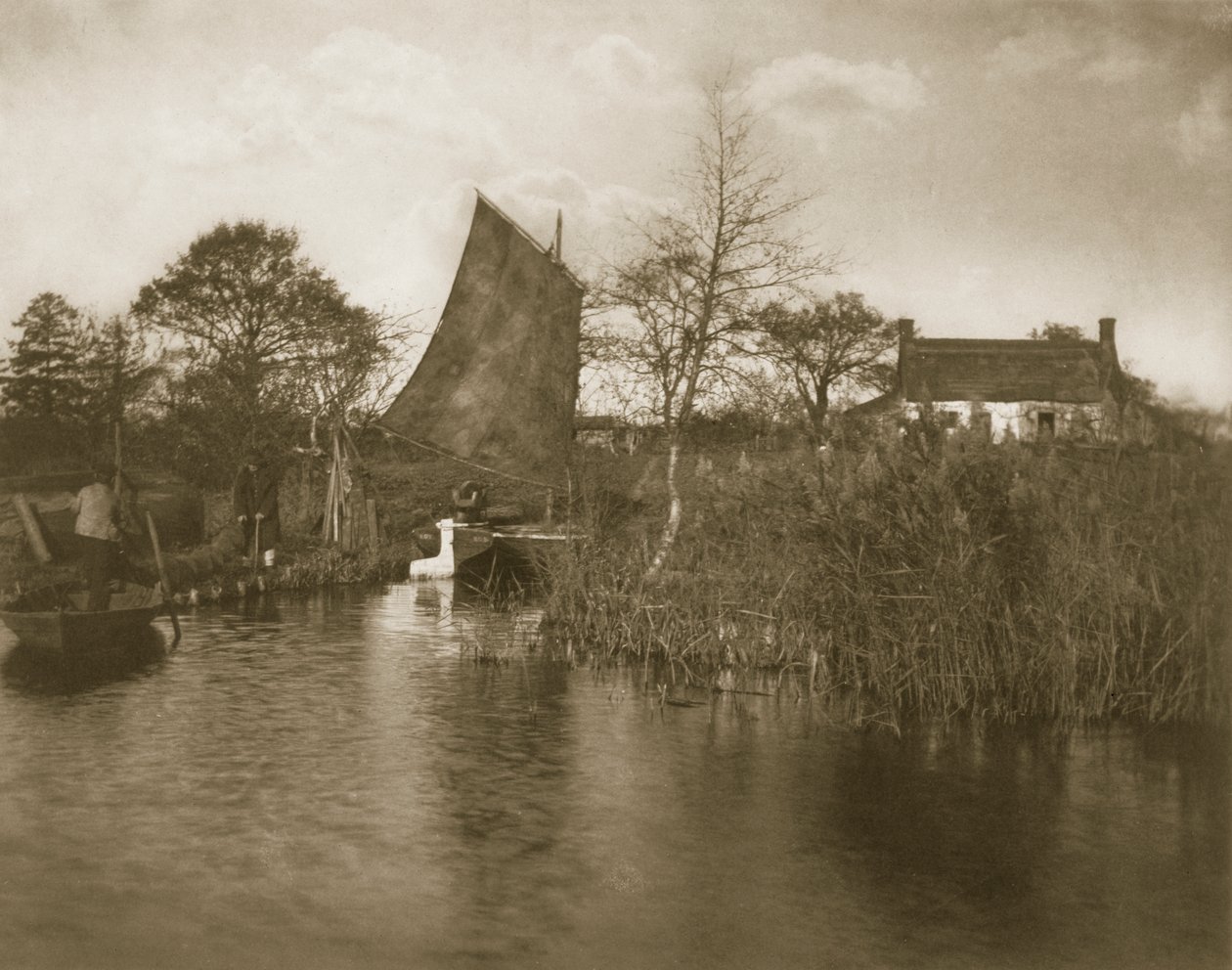 Broadmanin mökki, Elämä ja maisema Norfolk Broadsilla, n. 1886 tekijältä Peter Emerson und Thomas Goodall