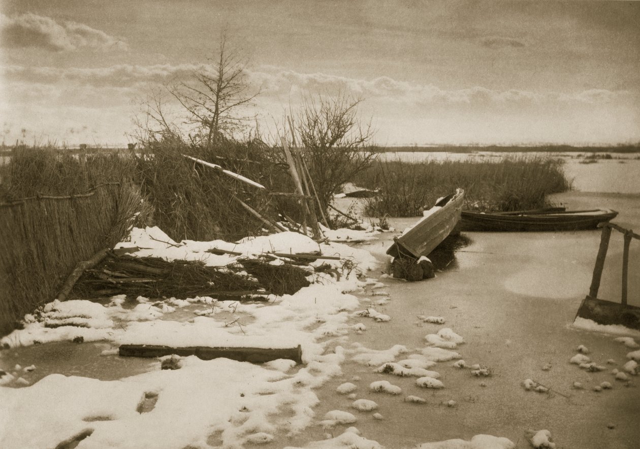 Ensimmäinen pakkanen, elämä ja maisema Norfolk Broadsilla, n. 1886 tekijältä Peter Emerson und Thomas Goodall