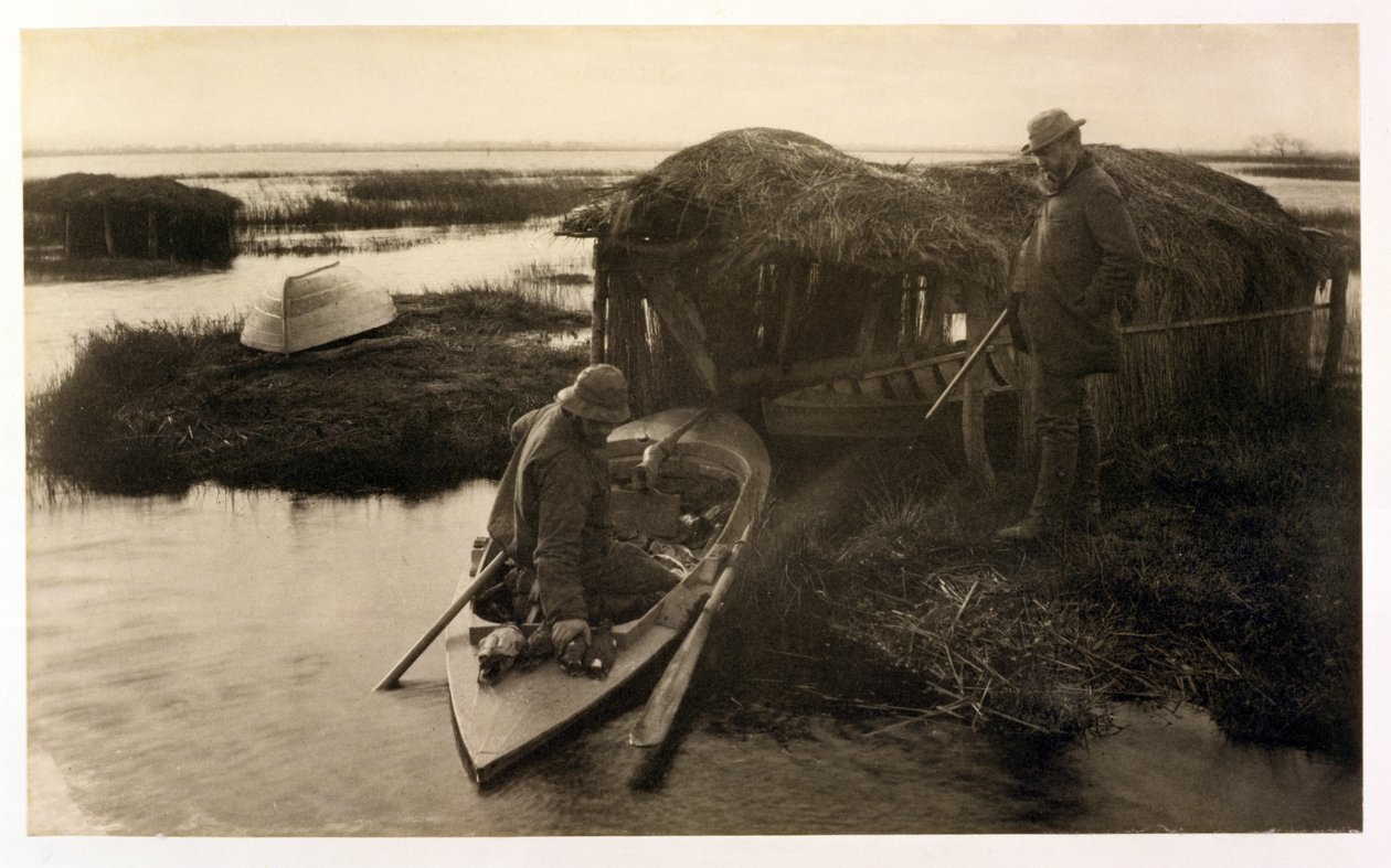 The Fowler Returns, elämä ja maisema Norfolk Broadsilla, n. 1886 tekijältä Peter Emerson und Thomas Goodall