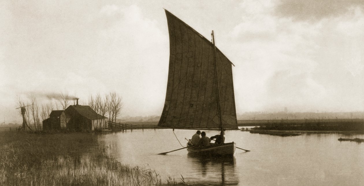 Vanha järjestys ja uusi, Elämä ja maisema Norfolk Broadsilla, n. 1886 tekijältä Peter Emerson und Thomas Goodall
