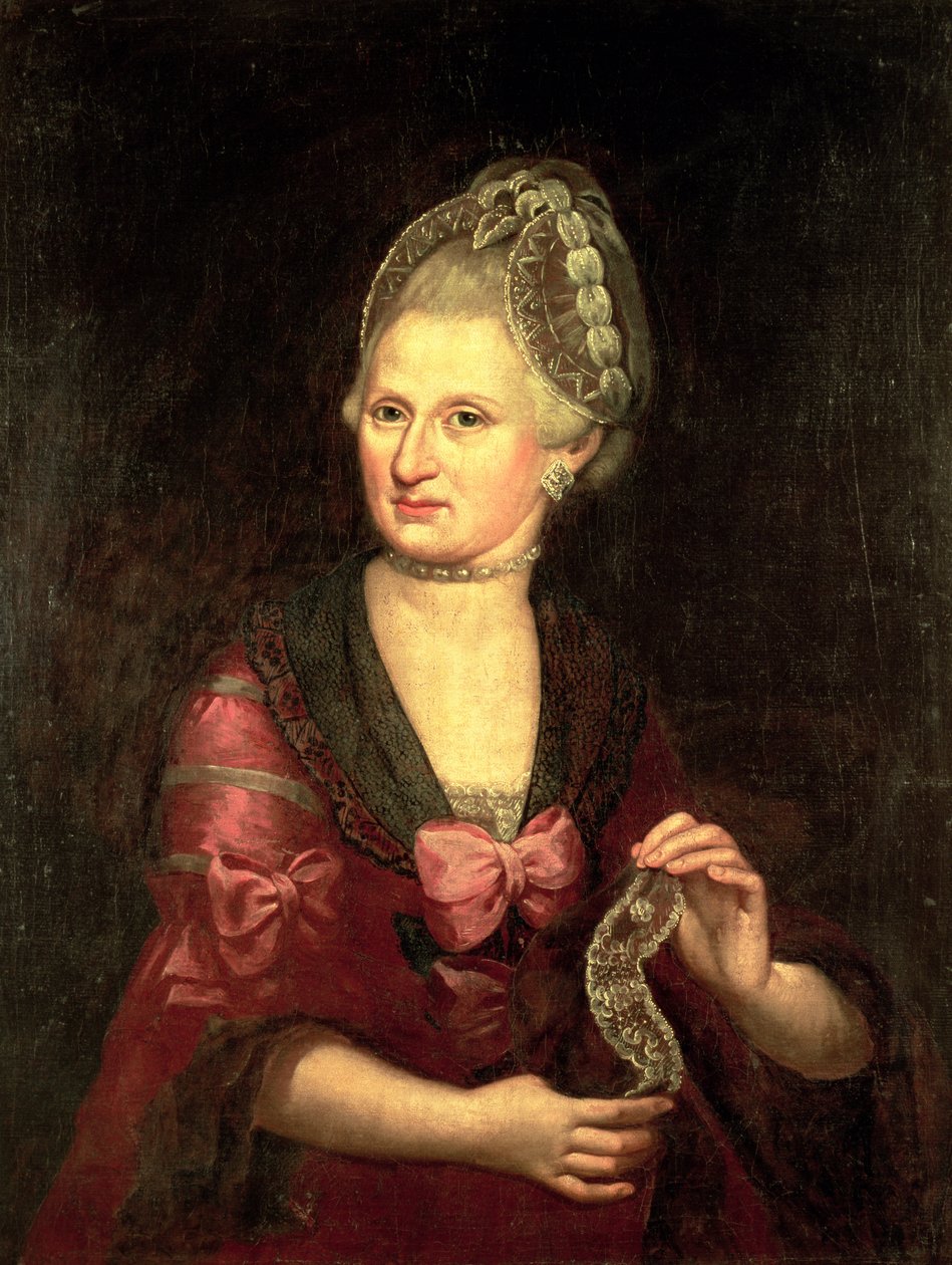 Anna Maria Mozart, syntyperäinen Pertl, Wolfgang Amadeus Mozartin äiti, 1775 tekijältä Peter Anton Lorenzoni