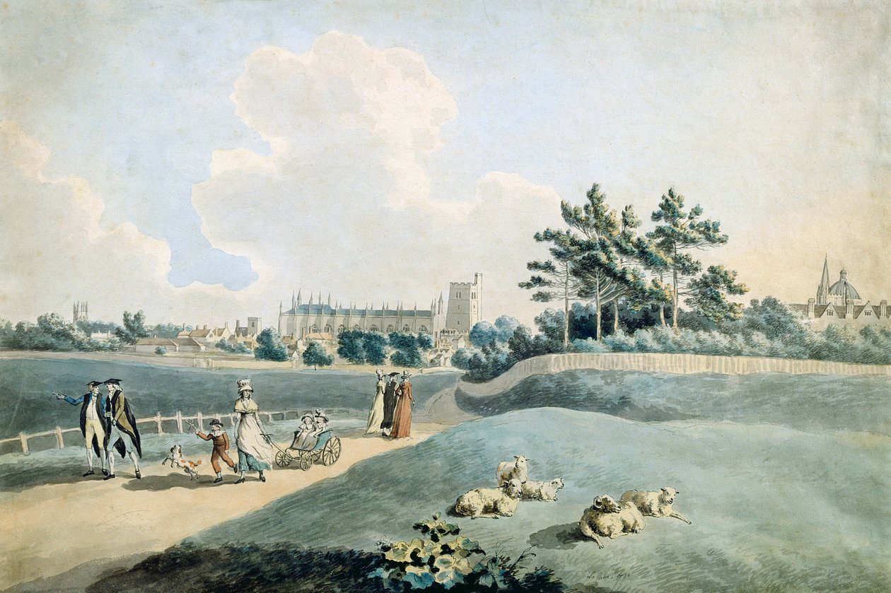New College from the Parks, n. 1790 (wc paperilla) tekijältä Peter La Cave