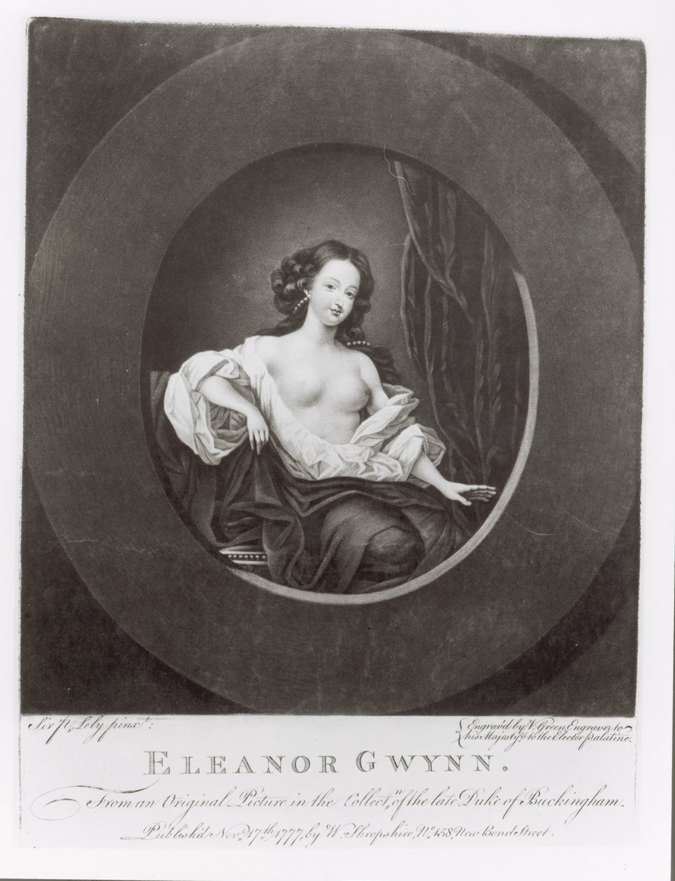 Eleanor (Nell) Gwynne (1650-87), kaiverrus Valentine Green (1739-1813) 1777 tekijältä Peter Lely