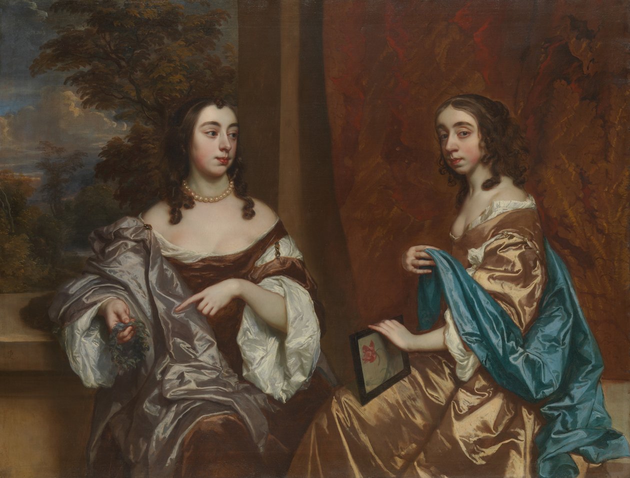 Mary Capel, myöhempi Beaufortin herttuatar, ja hänen sisarensa Elizabeth, Carnarvonin kreivitär, n. 1657 tekijältä Peter Lely