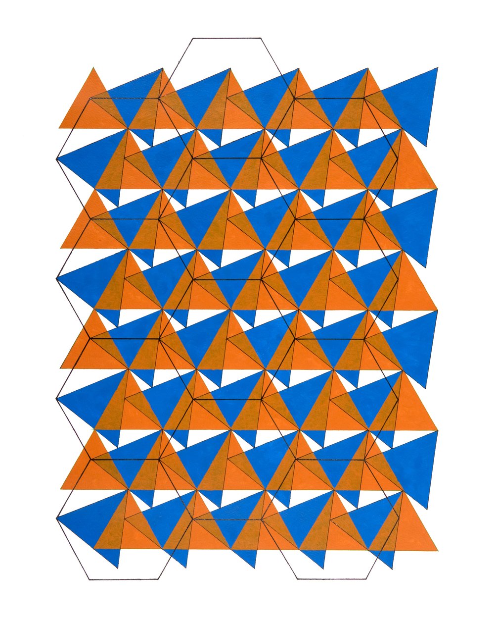 Päällekkäiset ristikot, 2007 (akryyli paperille) tekijältä Peter McClure