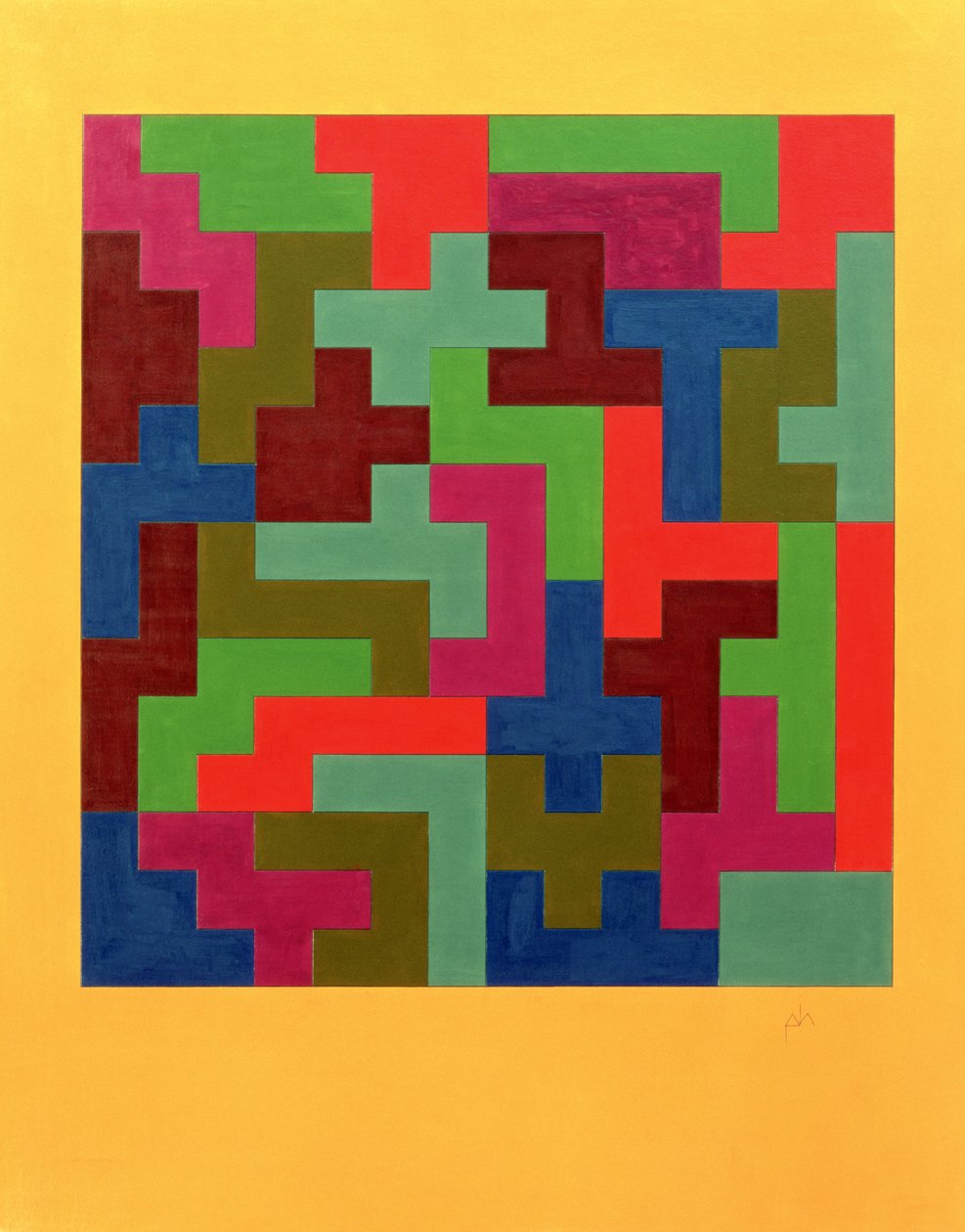 Puzzle II, 1988 (tempera paperille) tekijältä Peter McClure