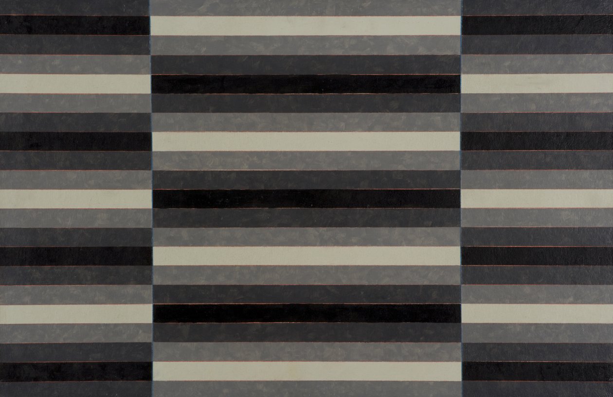 Raidallinen triptyykki nro 4, 2003 (akryylia aluksella) tekijältä Peter McClure