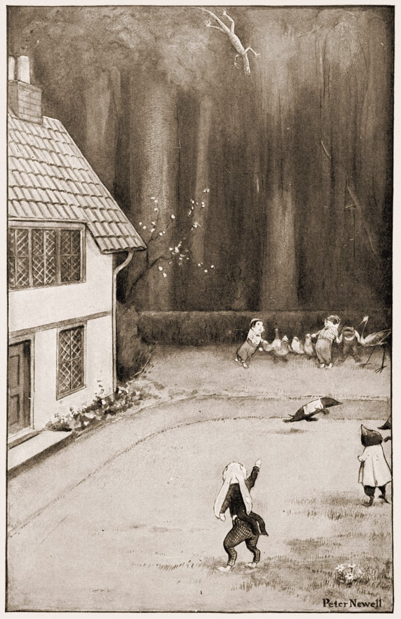 Ota hänet kiinni, sinä pensasaidalta, kuvitus elokuvaan Lewis Carrolls Alices Adventures in Wonderland, 1901 tekijältä Peter Newell