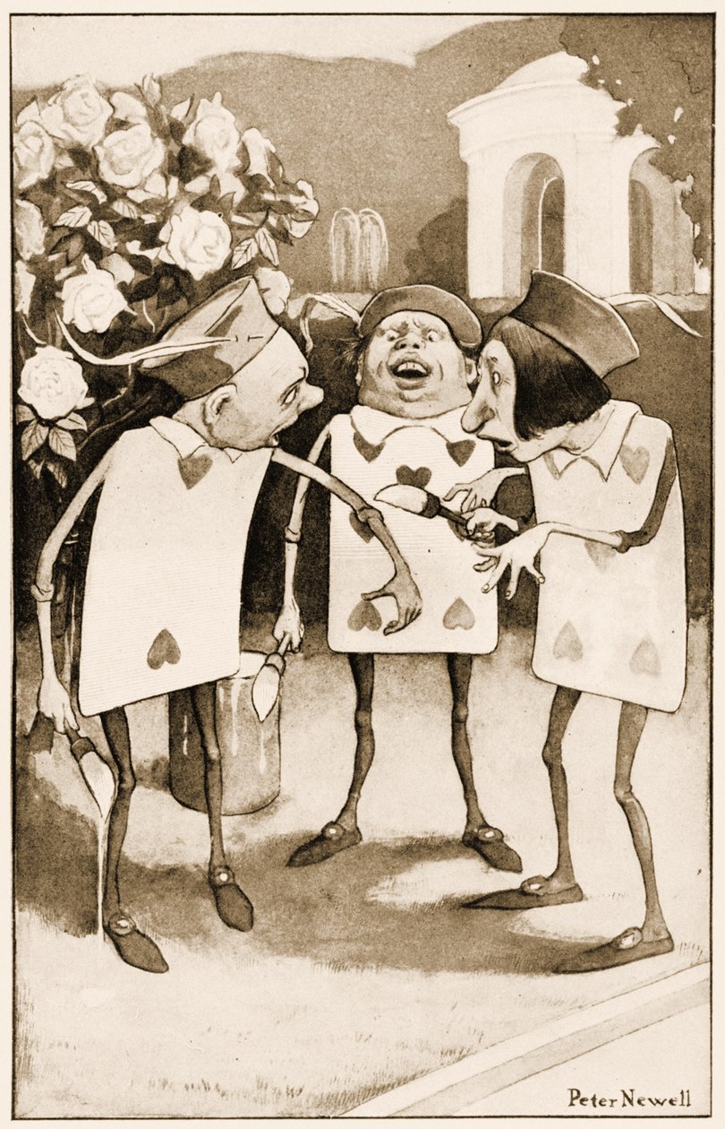 "Älä roiskuta maalia päälleni", kuvitus Lewis Carrollin Liisa Ihmemaassa, 1901 tekijältä Peter Newell